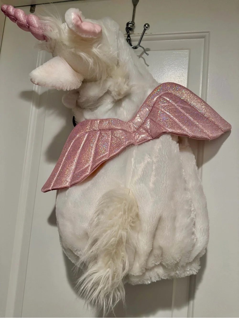 White & Pink Plush Winged Unicorn Costume Full Zip Dream Play Imagine